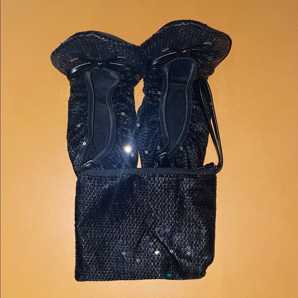 Black sequin folding flats